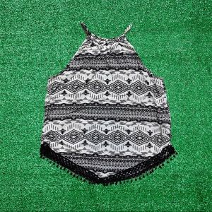 H&M Tribal Pattern Halter Top With Fringe Divided Collection
